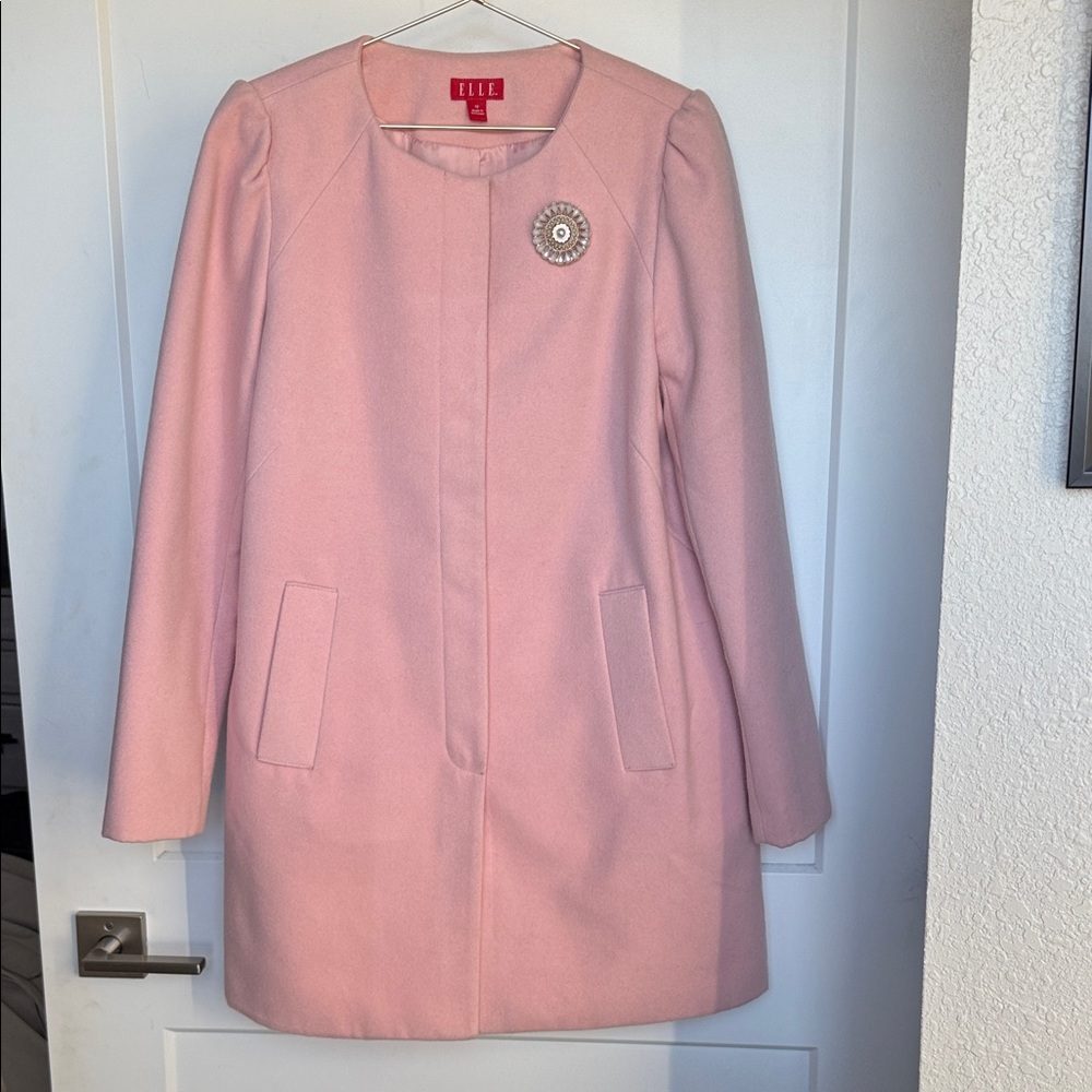 Elle Blush Pink Women's Pea Coat Kathy O